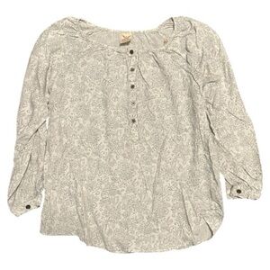 Faded Glory Gray Floral Peasant Blouse (L)